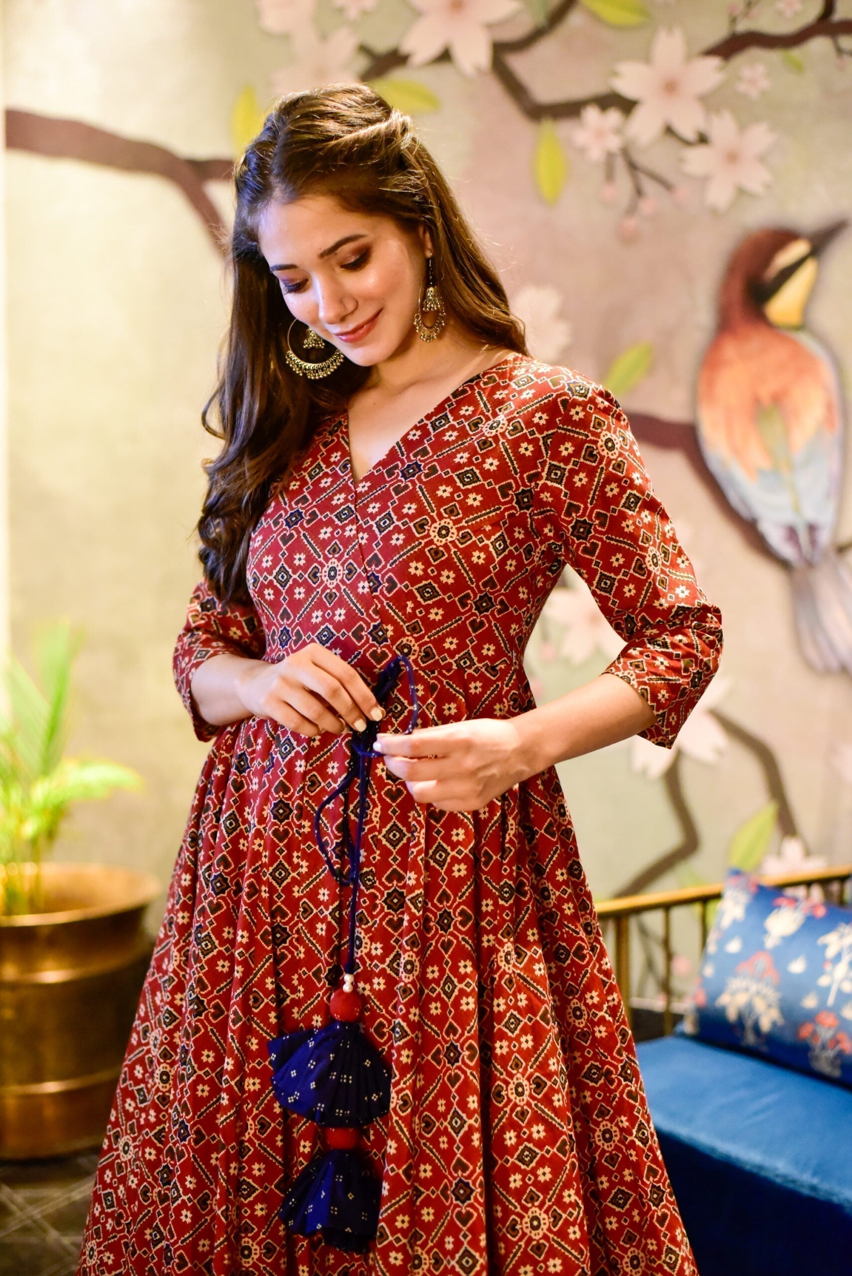 maroon amour kurta set