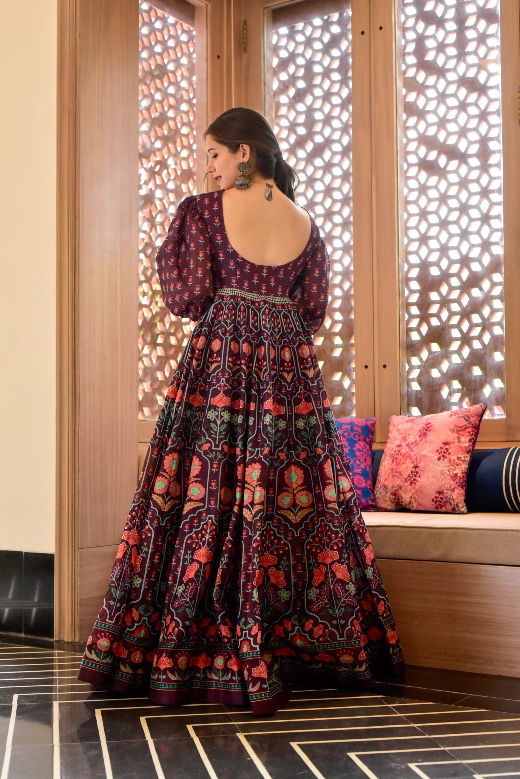 meadow wine chanderi maxi