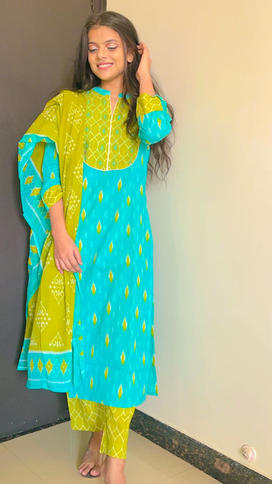 KesariyaVanity Elegant Ikkat Cotton Suit Set - DEAL