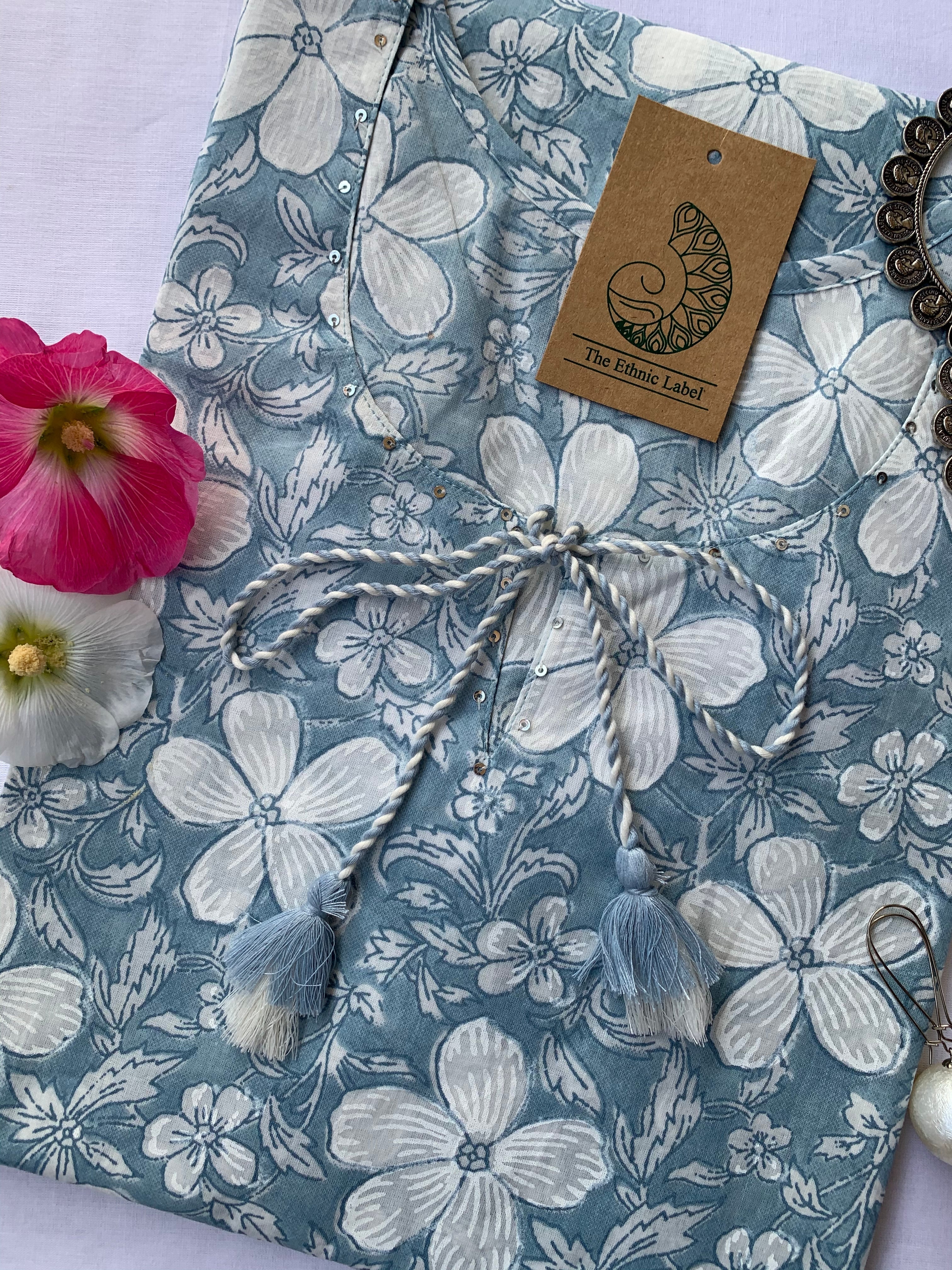 Grey "Lilly" Tassel Cotton Kurta