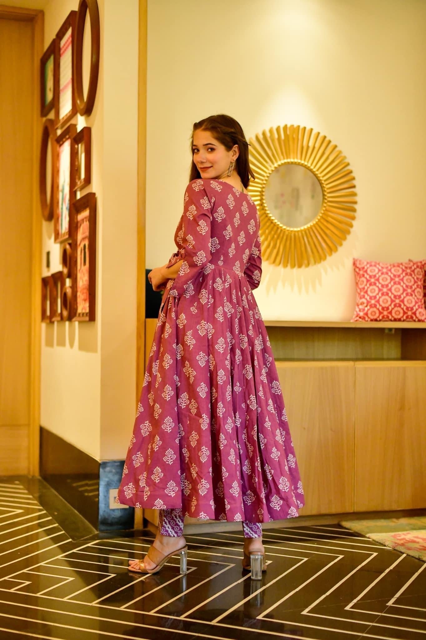 maahi purple cotton suit set