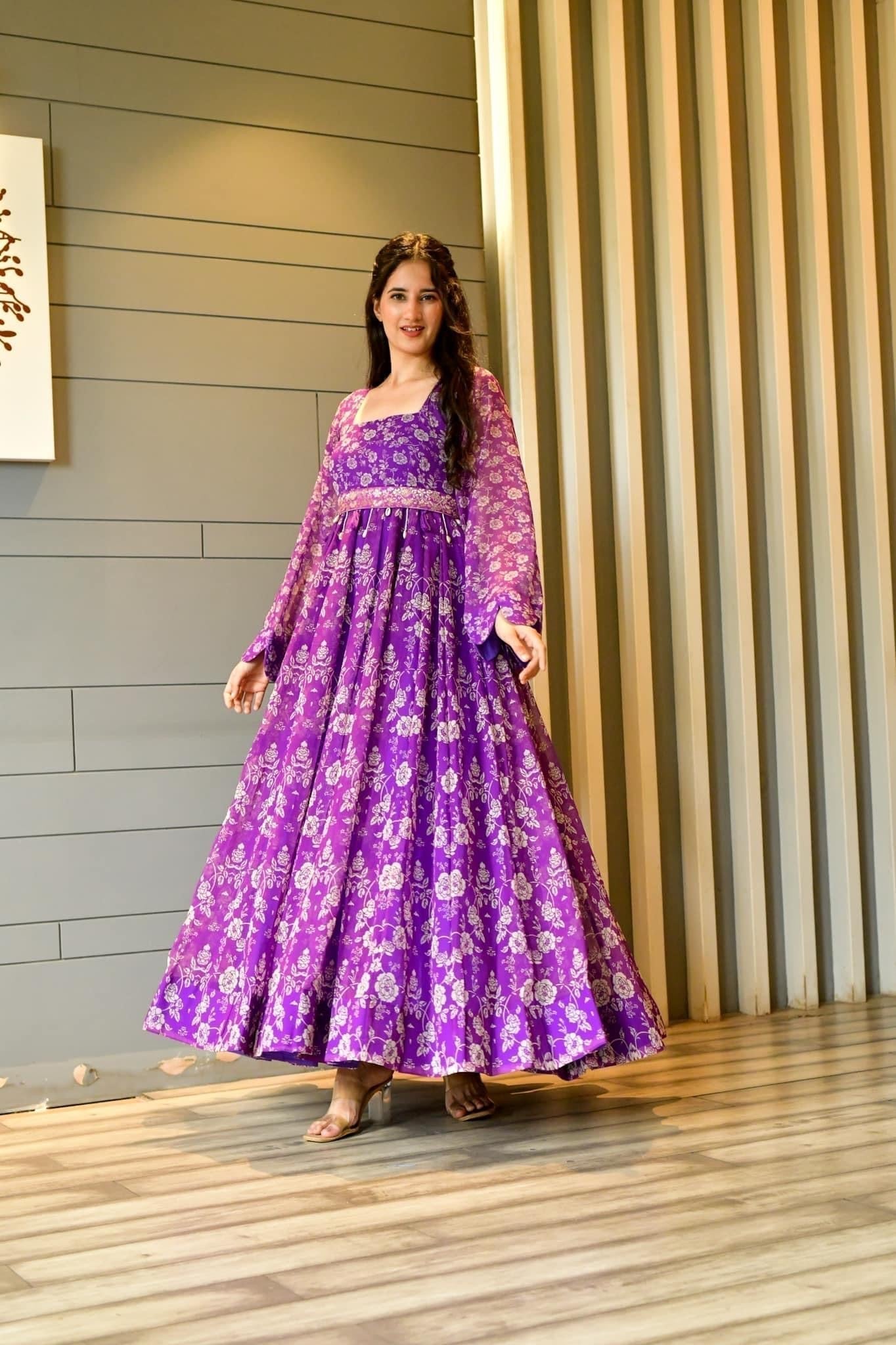 Madhumita purple georgette dress