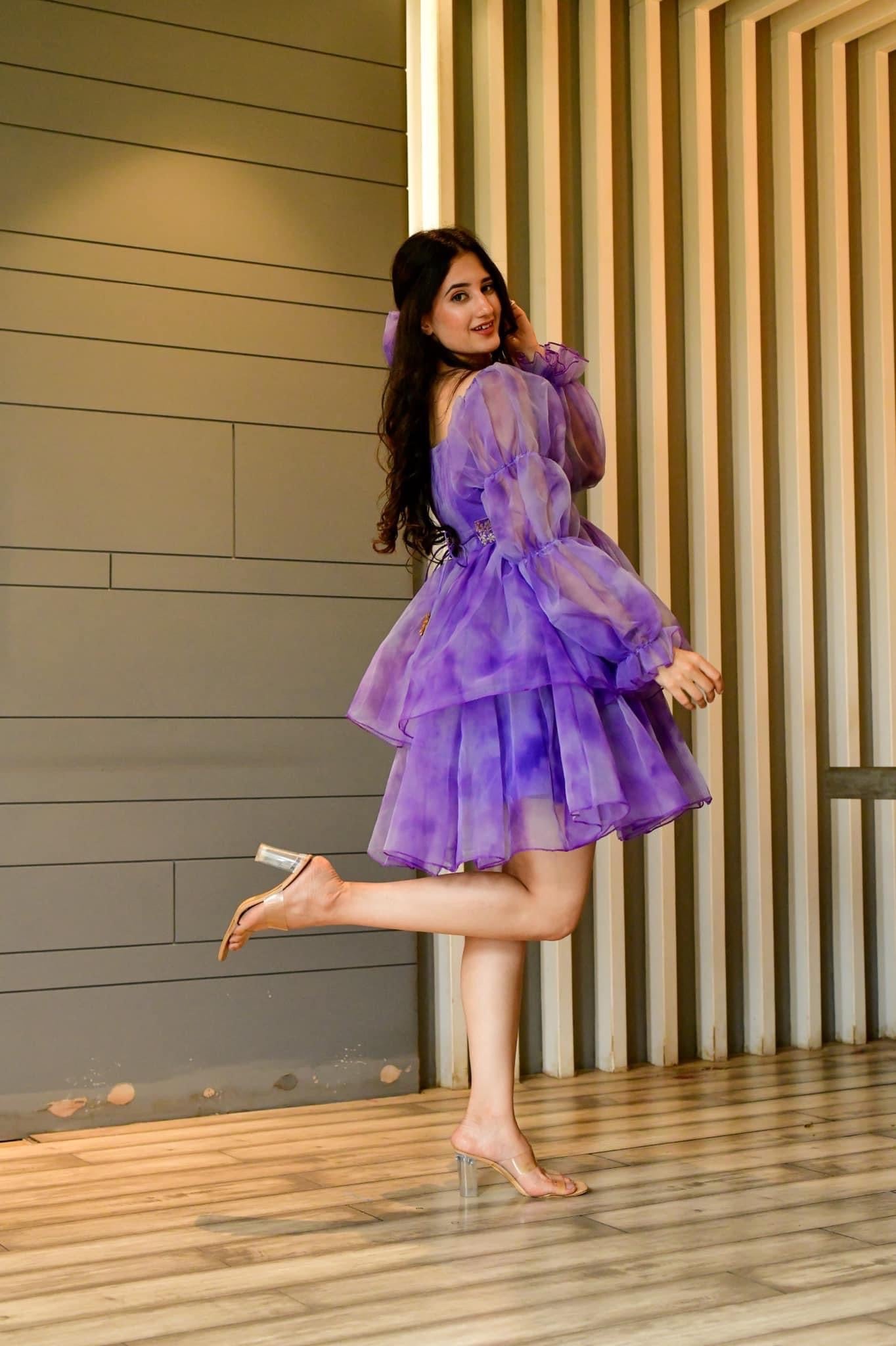 Isabella purple organza dress