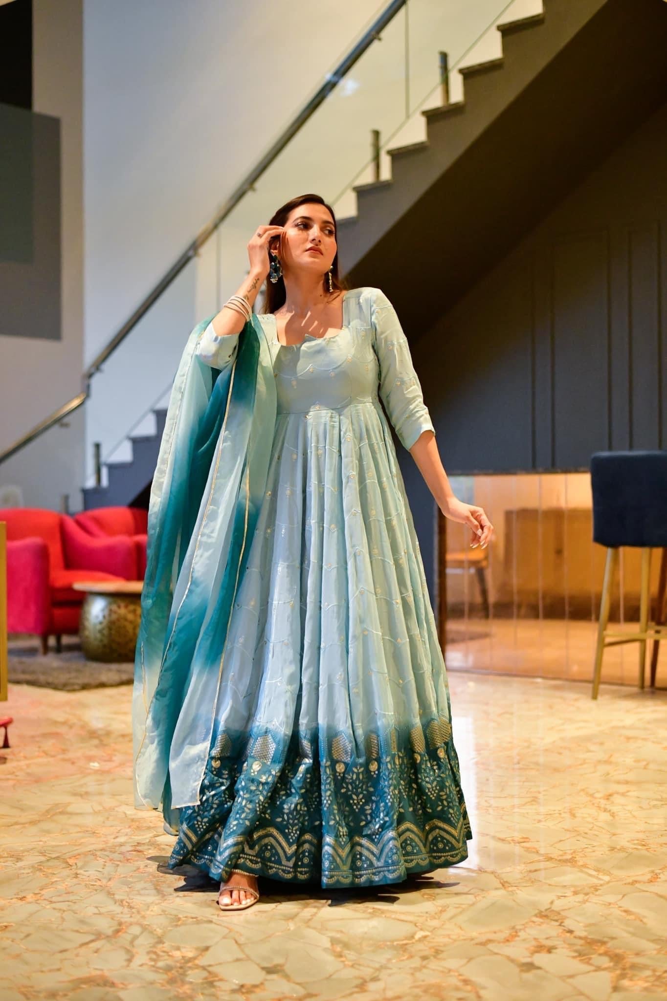 hazel ombre silk embroidered set