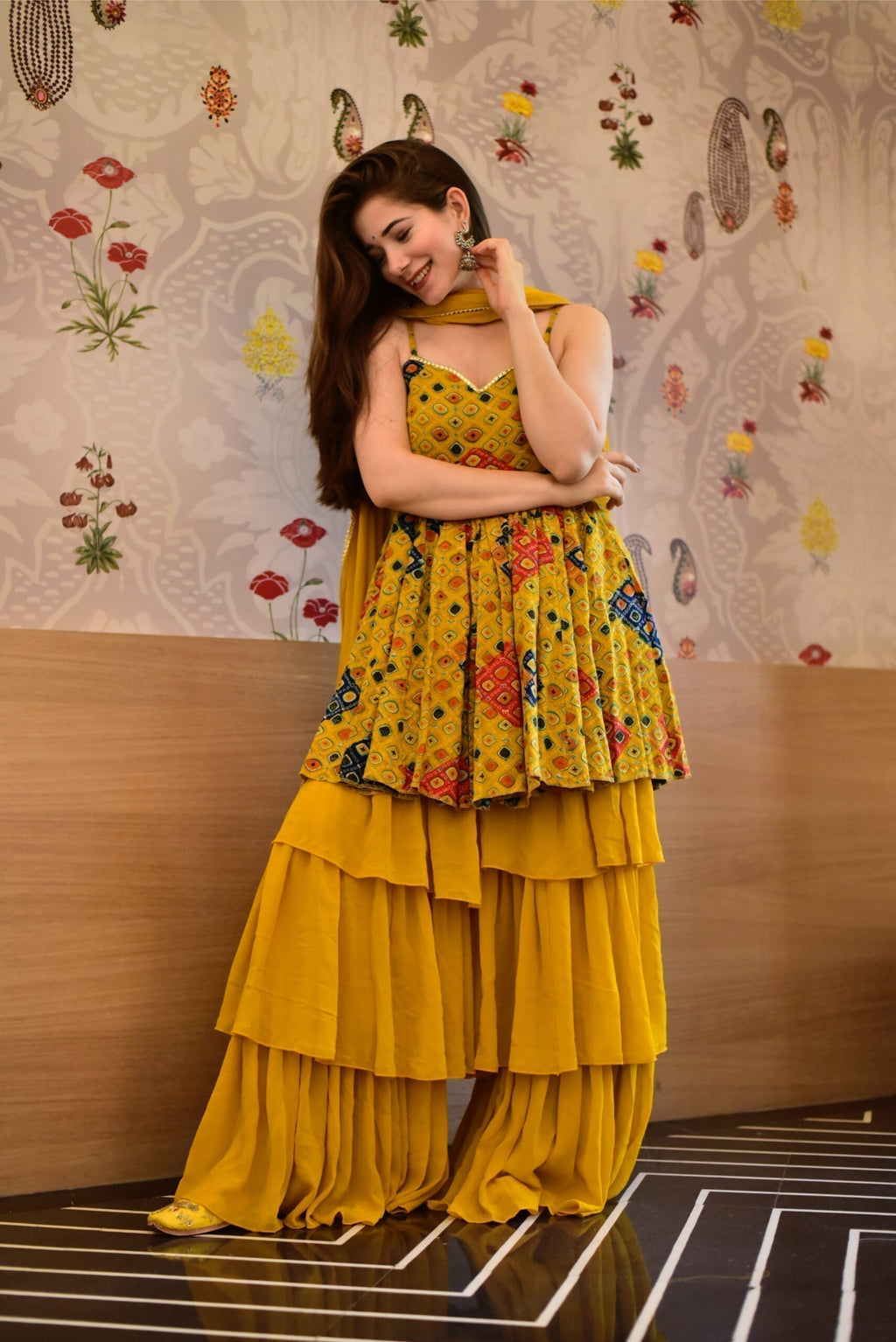 Gauri mustard sharara set