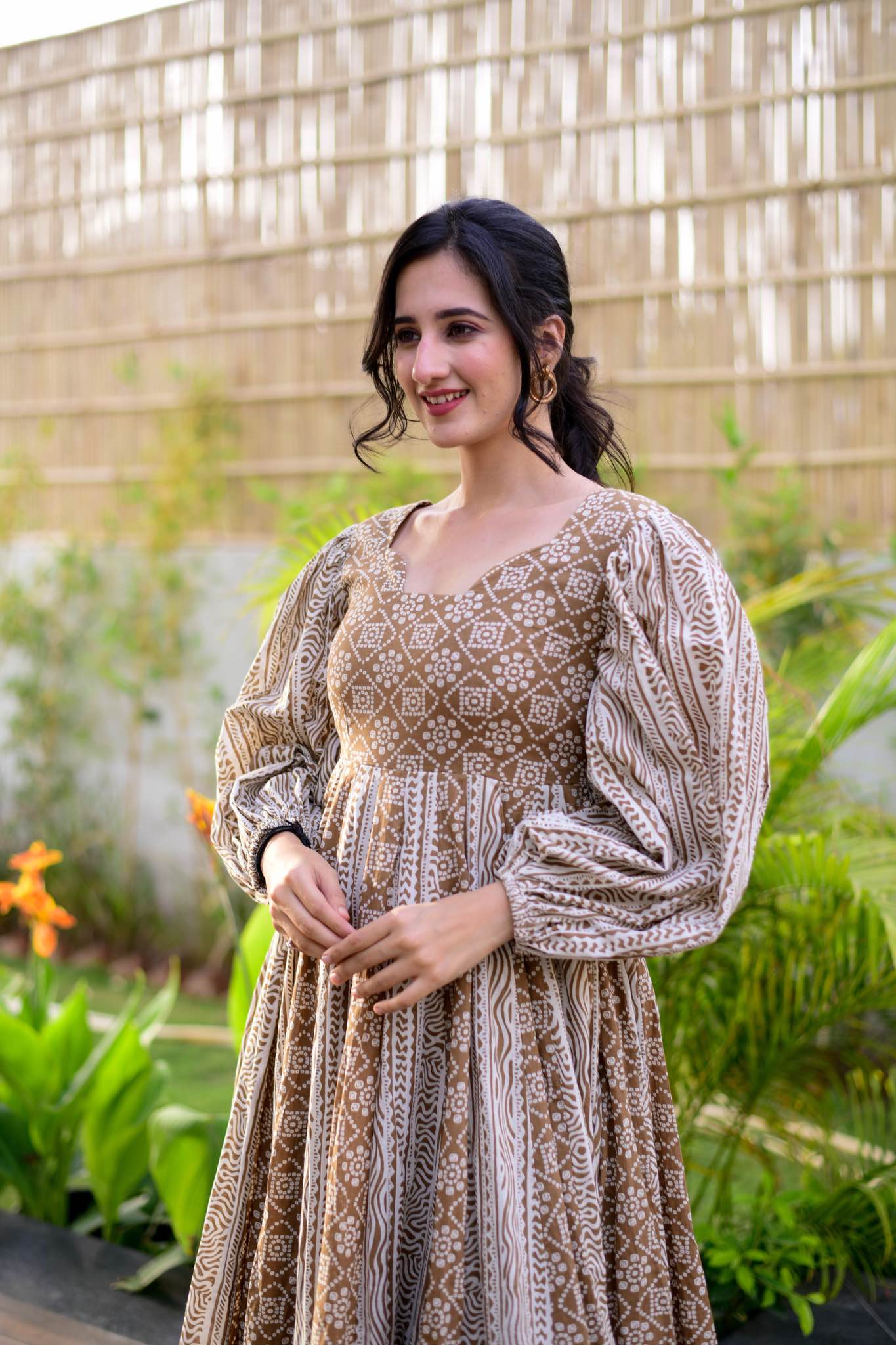 kalki brown cotton maxi