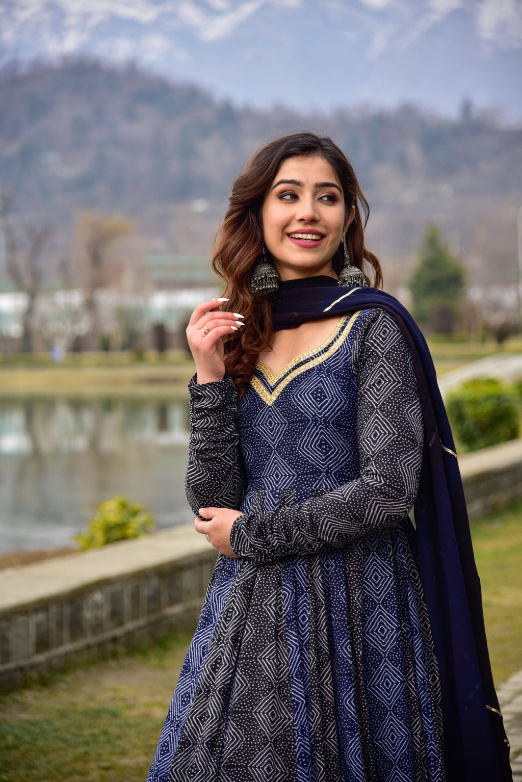 Gayatri black and blue combi maxi set