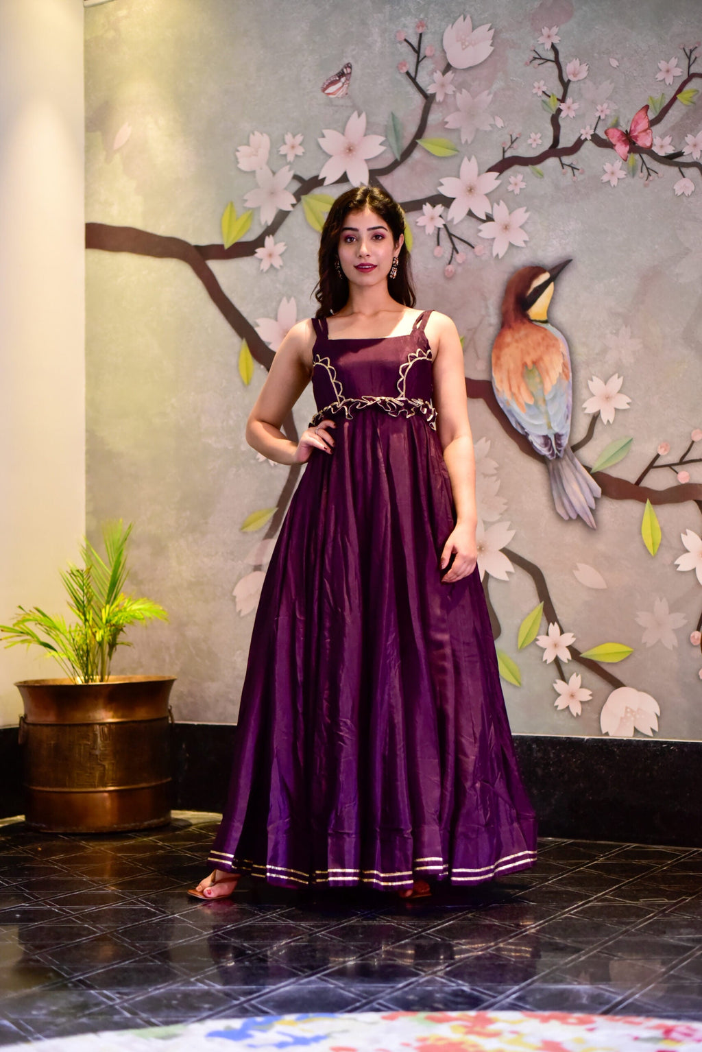 Mariyam purple silk maxi set