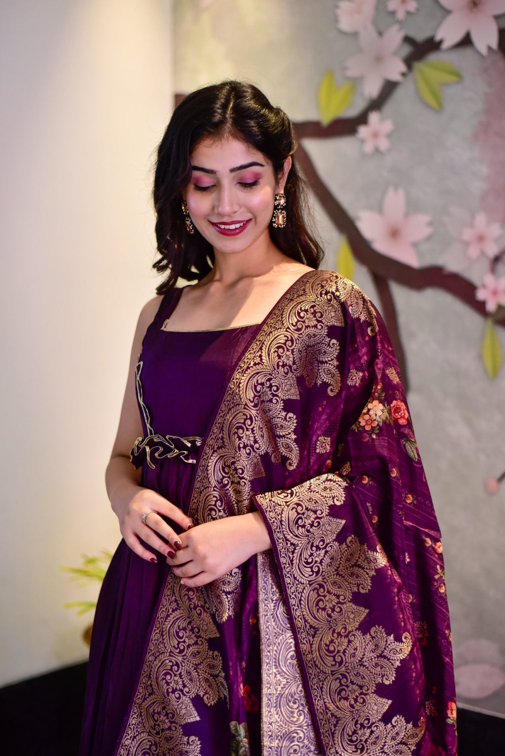 Mariyam purple silk maxi set
