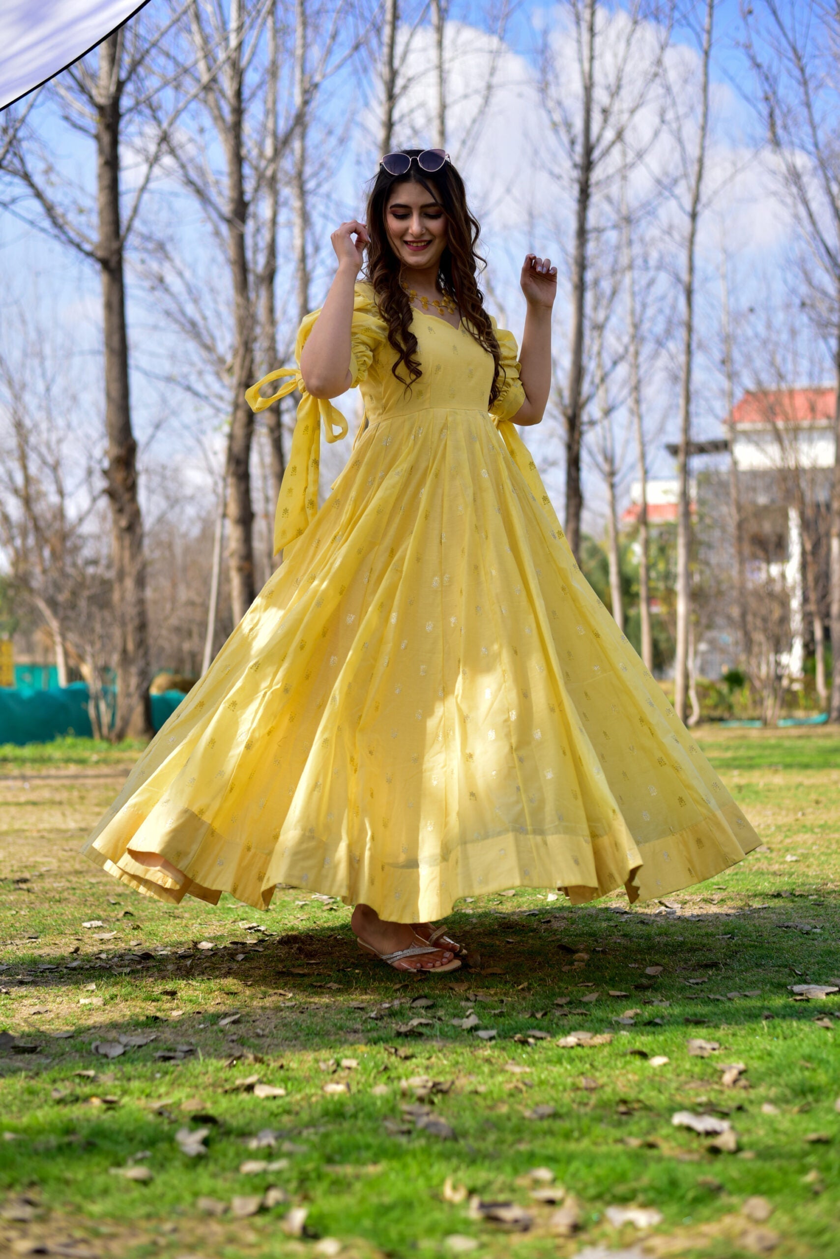 farzana yellow chanderi dress