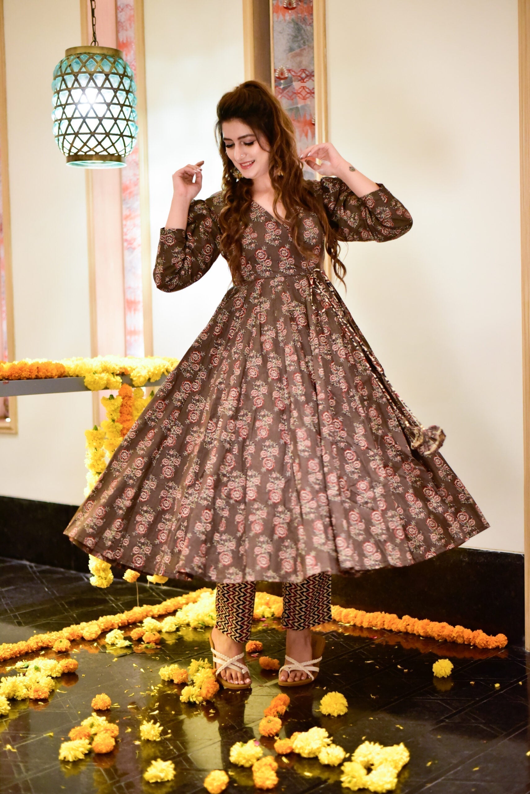 mannat brown cotton suit set