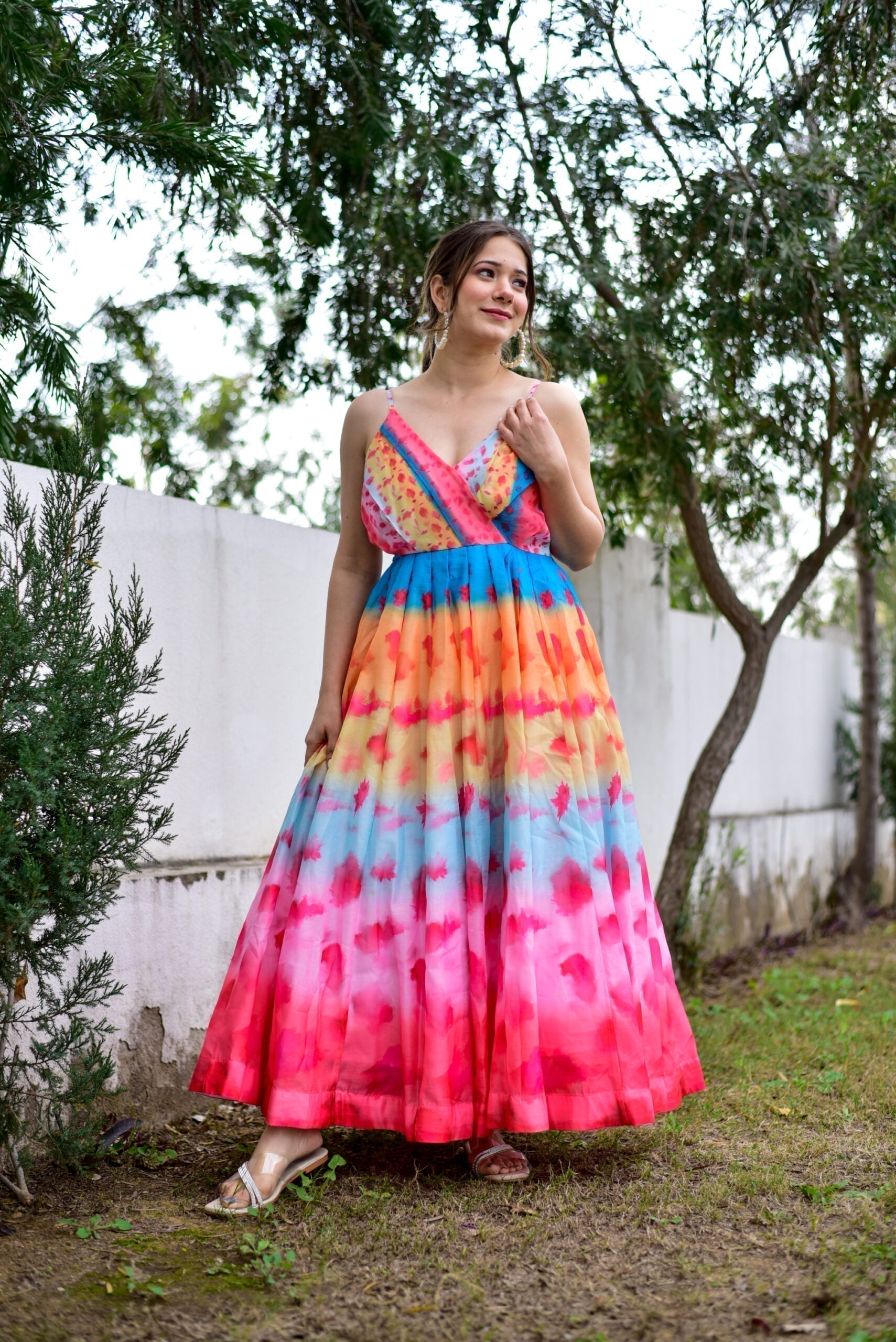 flamingo pink chanderi dress