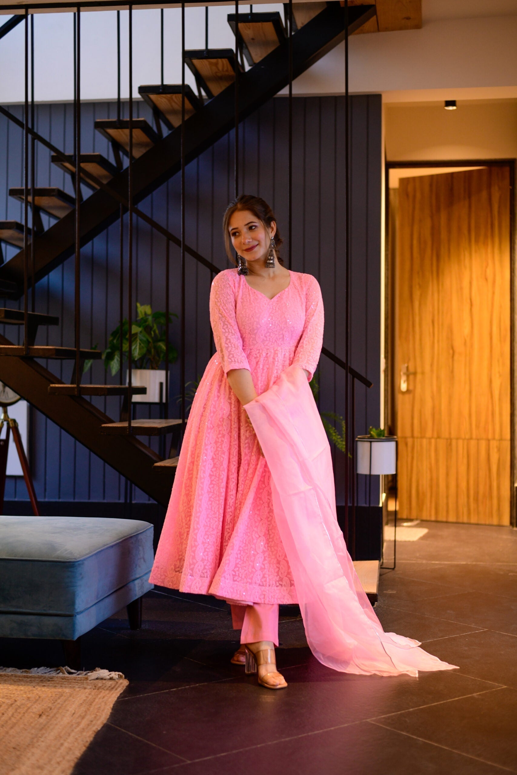 inayat baby pink embroidered suit set