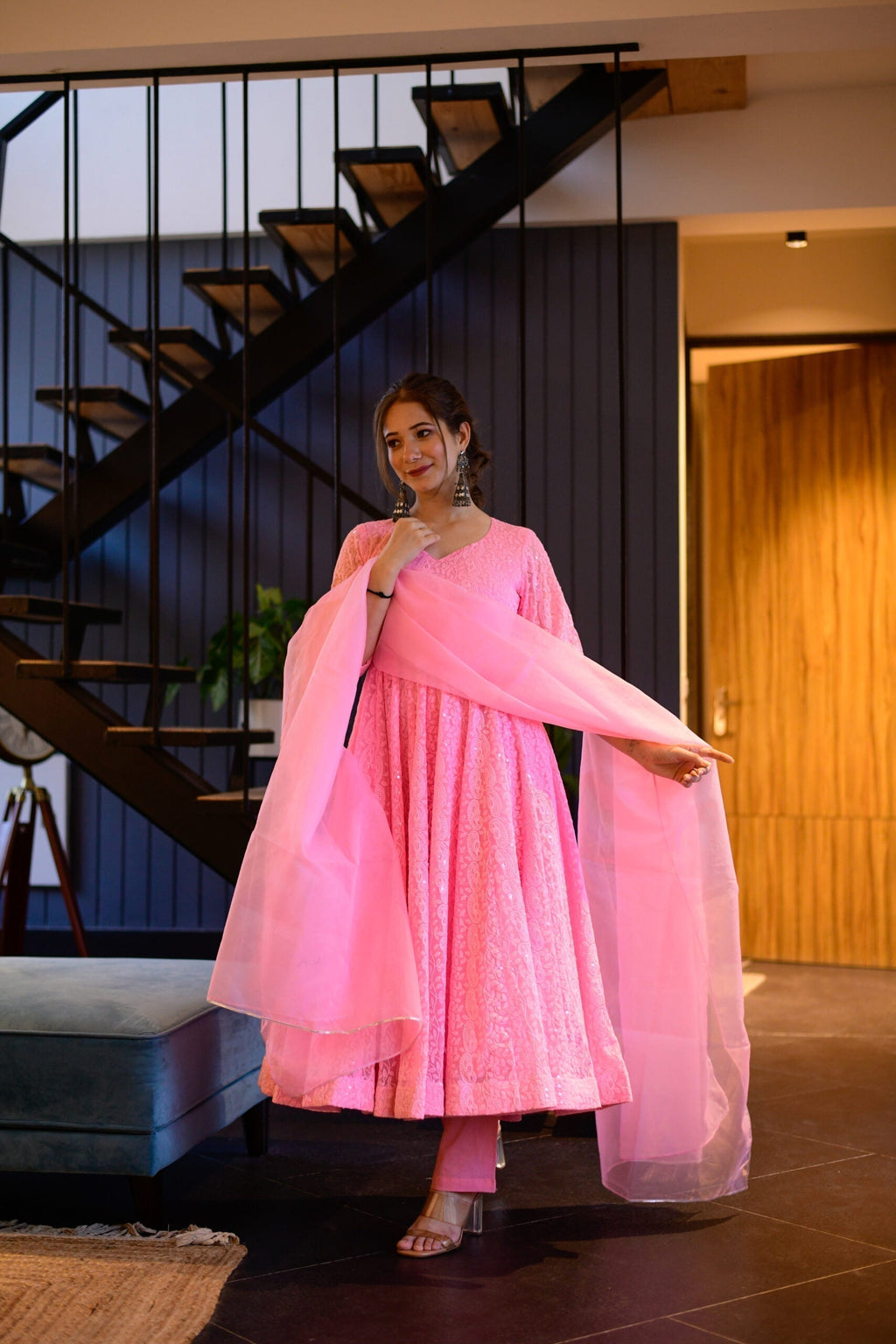 inayat baby pink embroidered suit set