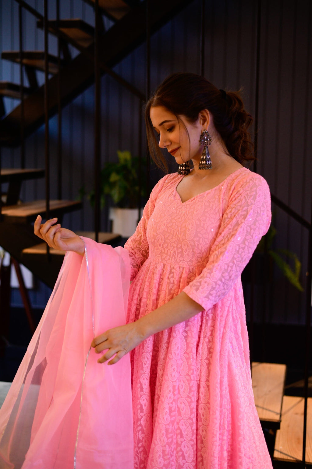 inayat baby pink embroidered suit set