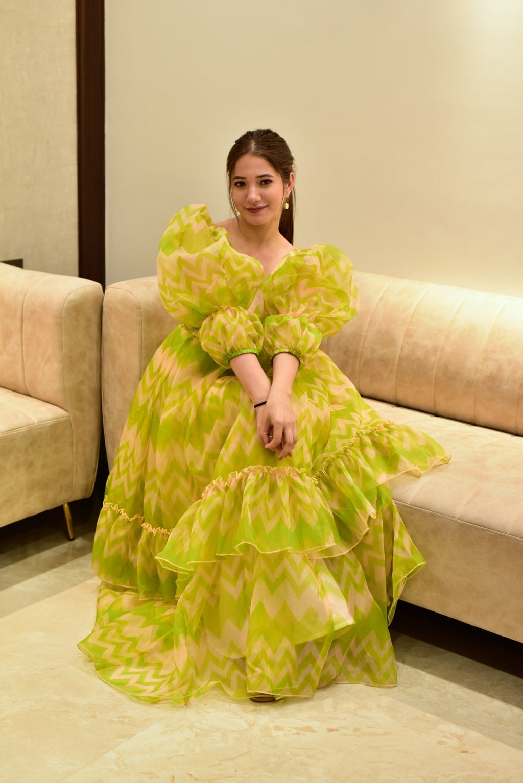 Elsa green organza dress