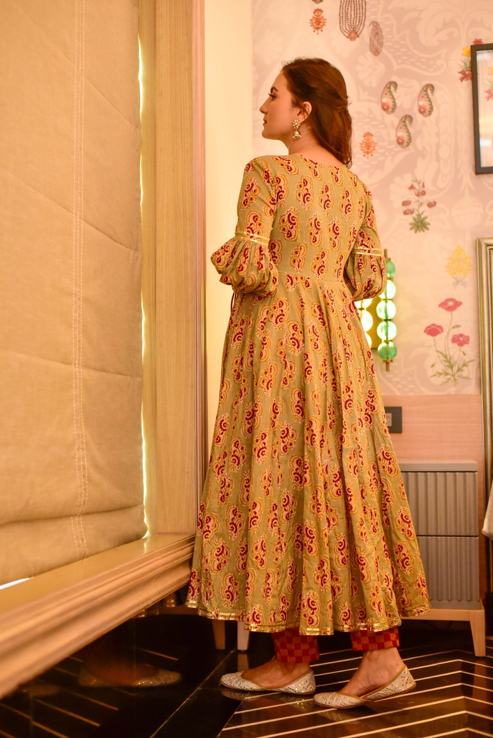 melina beige cotton suit set