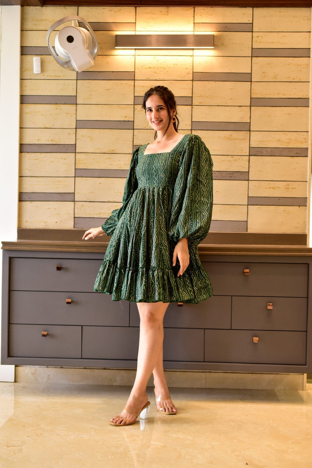 green anchal muslin dress