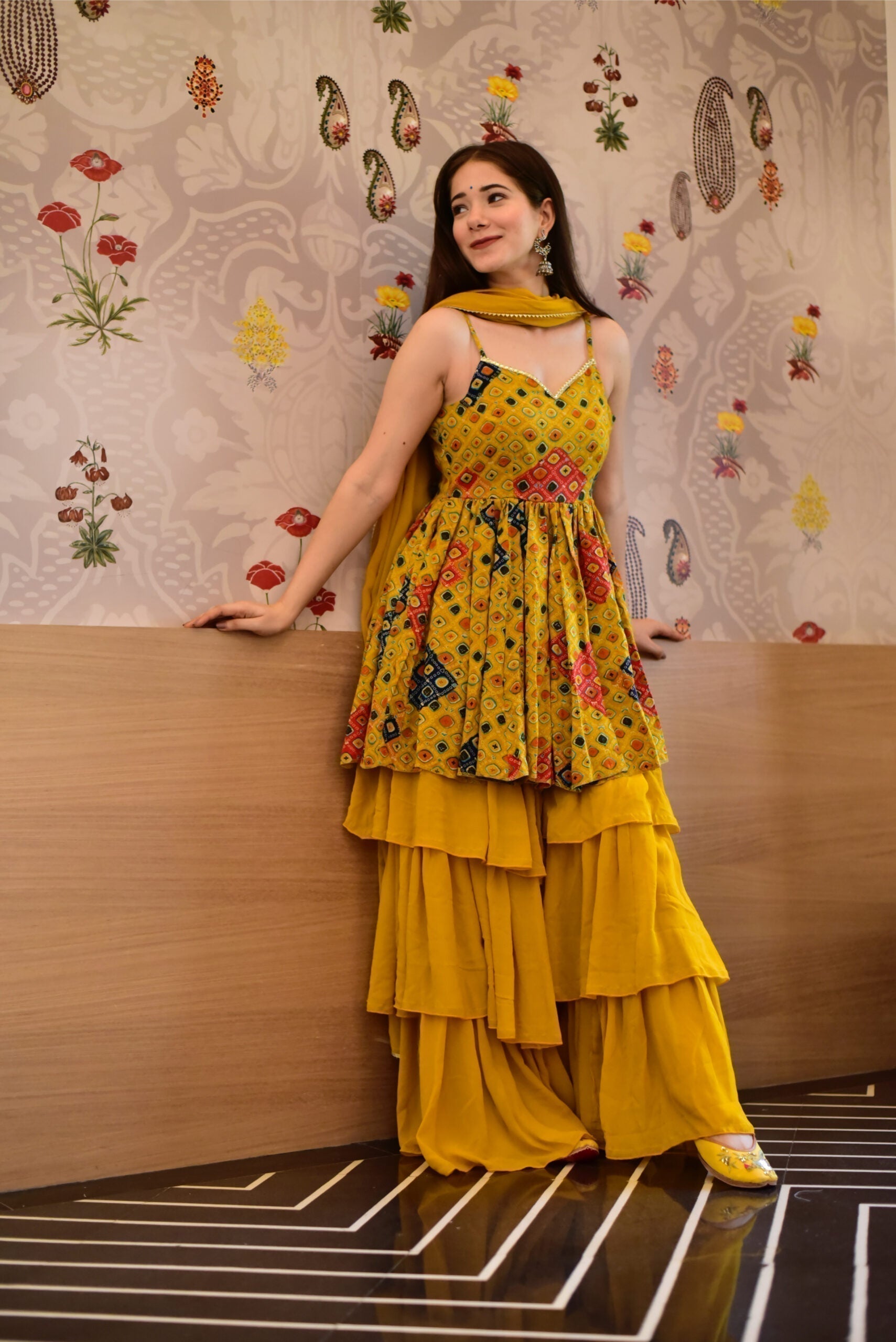 Gauri mustard sharara set