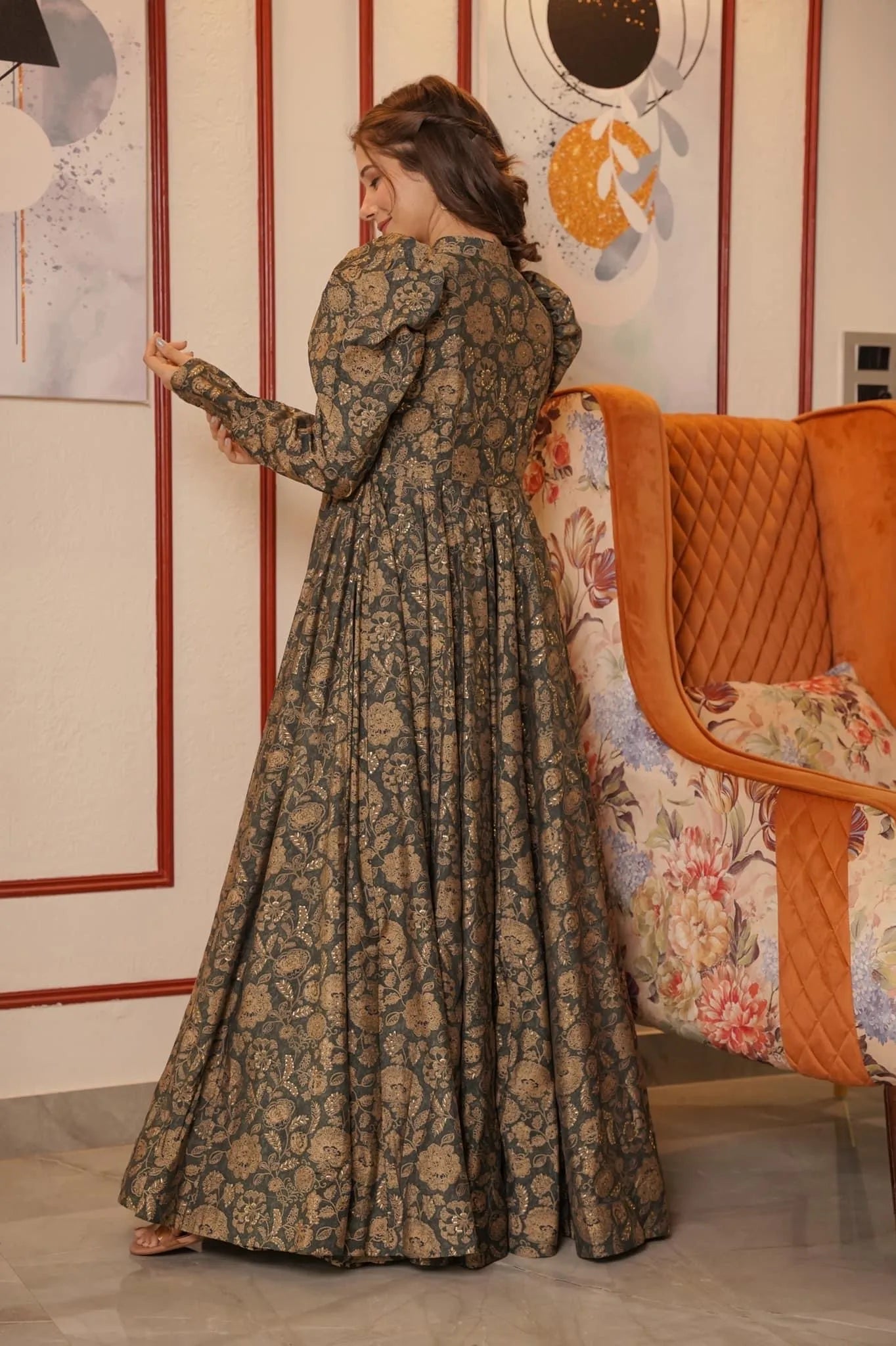 grey floral shrug set