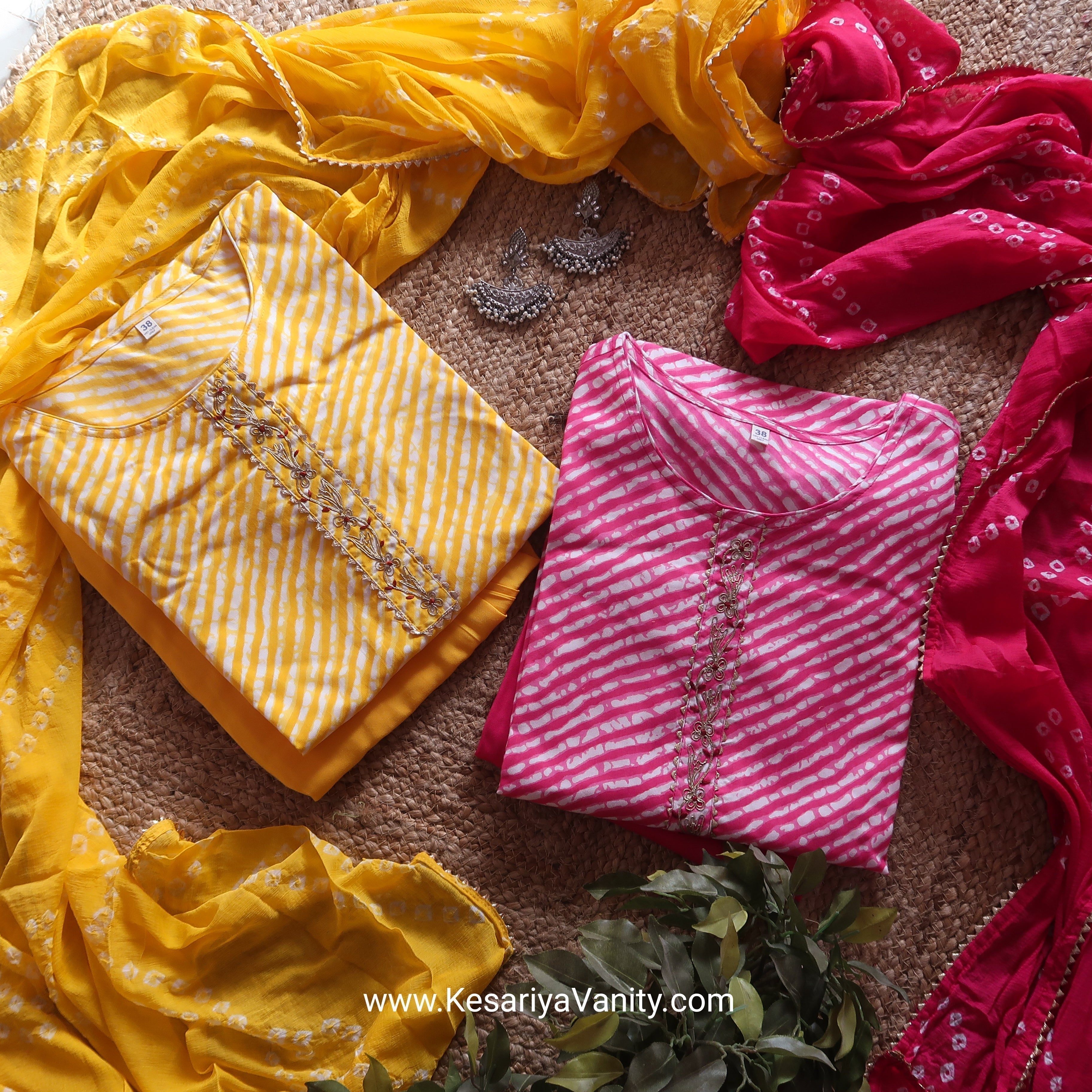 Kesariyavanity The All Season Leheriya Bandhani Suit Set - DEAL