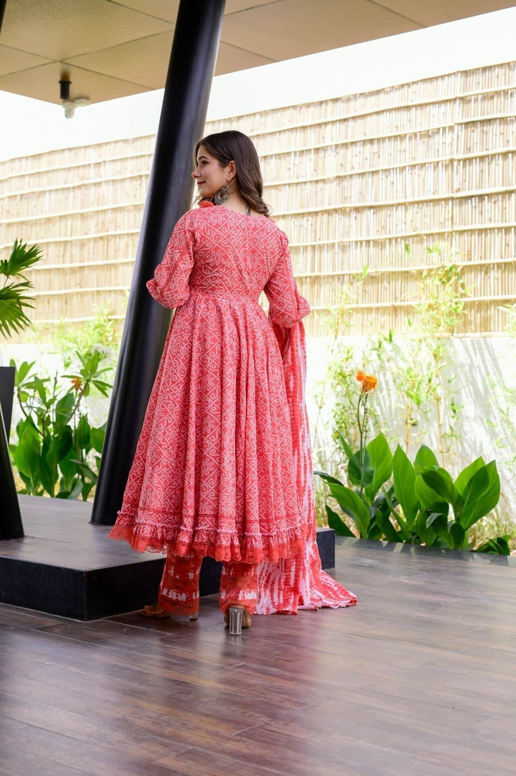 graceful peach cotton suit set