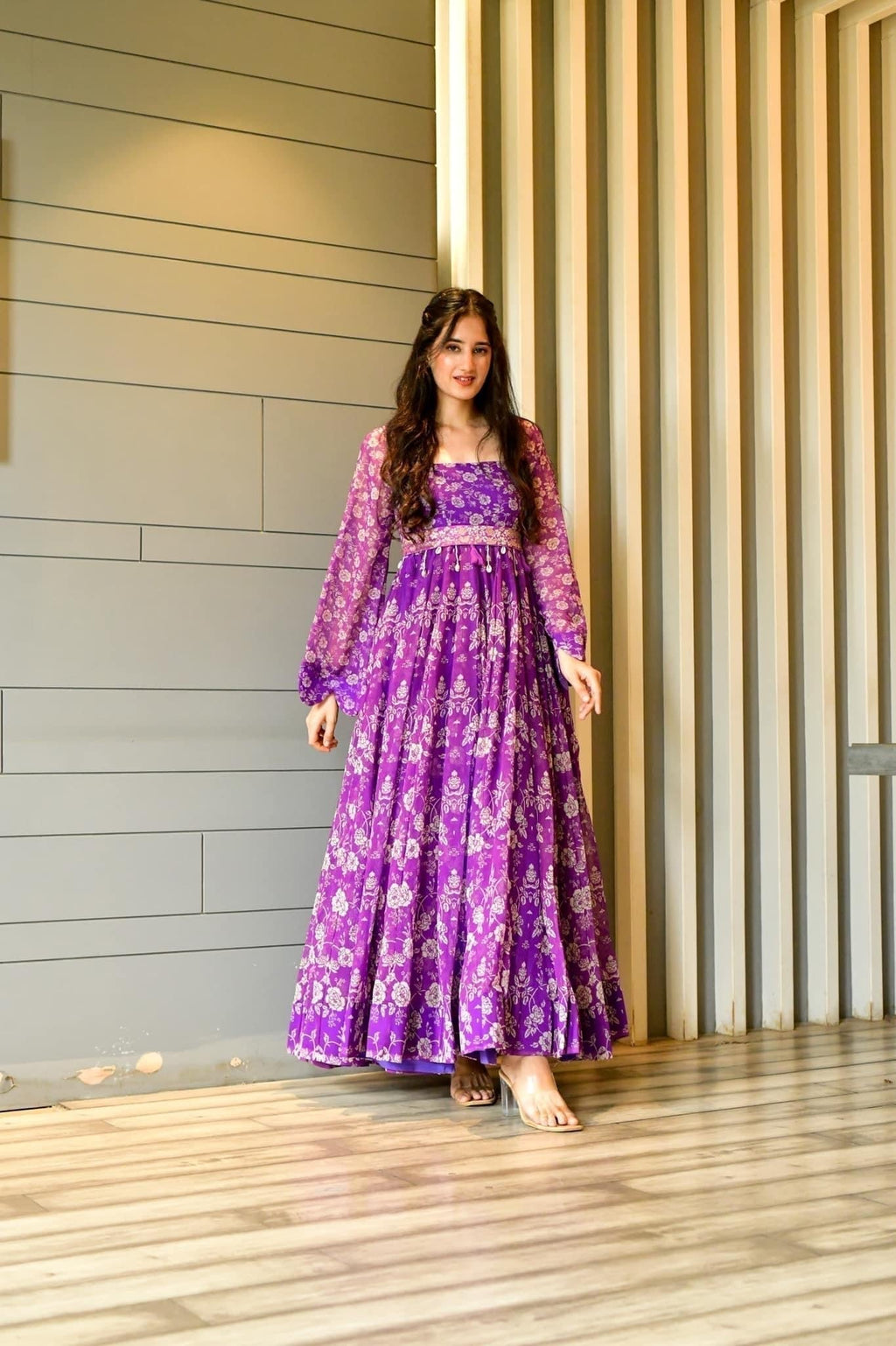 Madhumita purple georgette dress