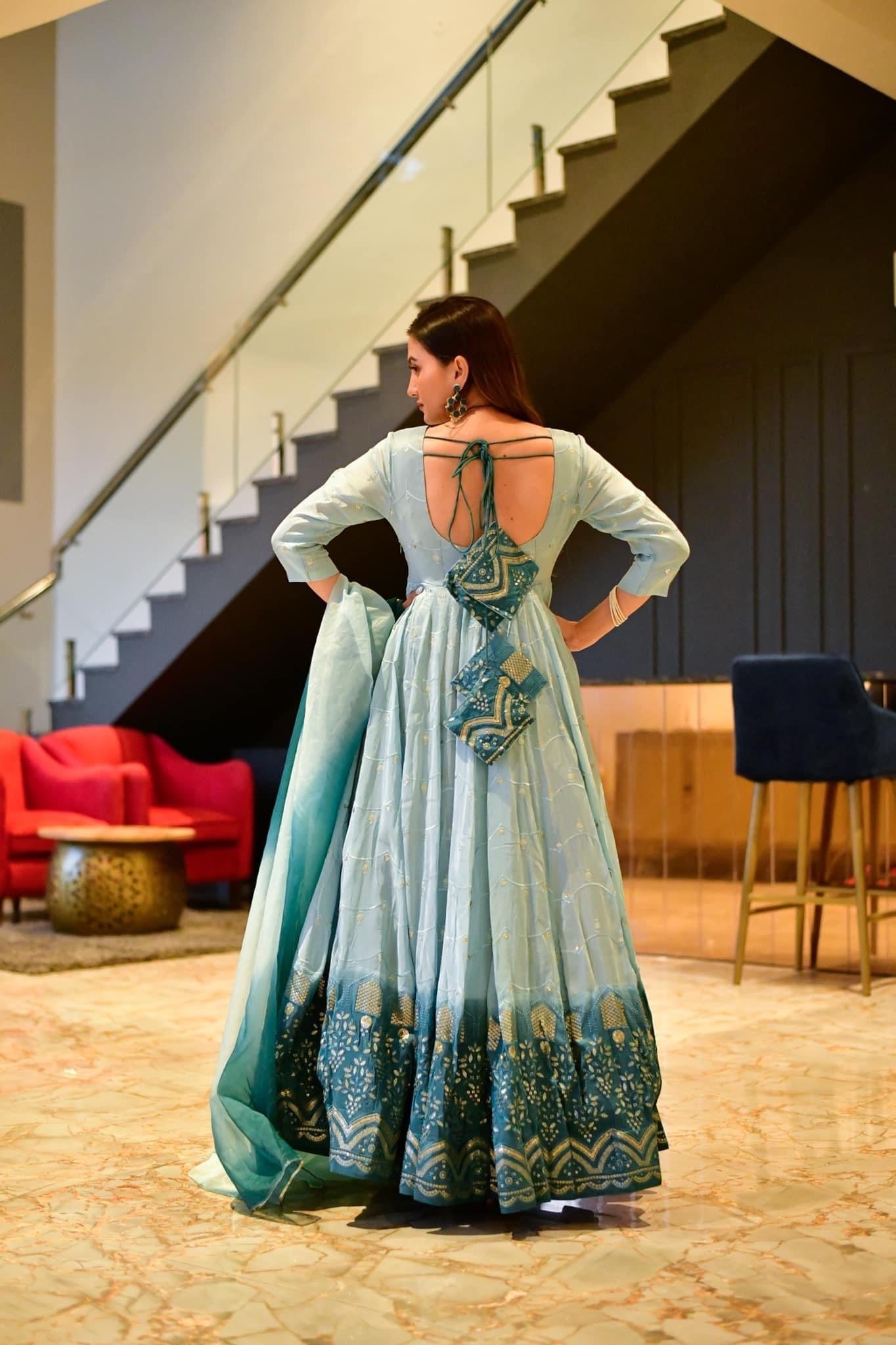 hazel ombre silk embroidered set