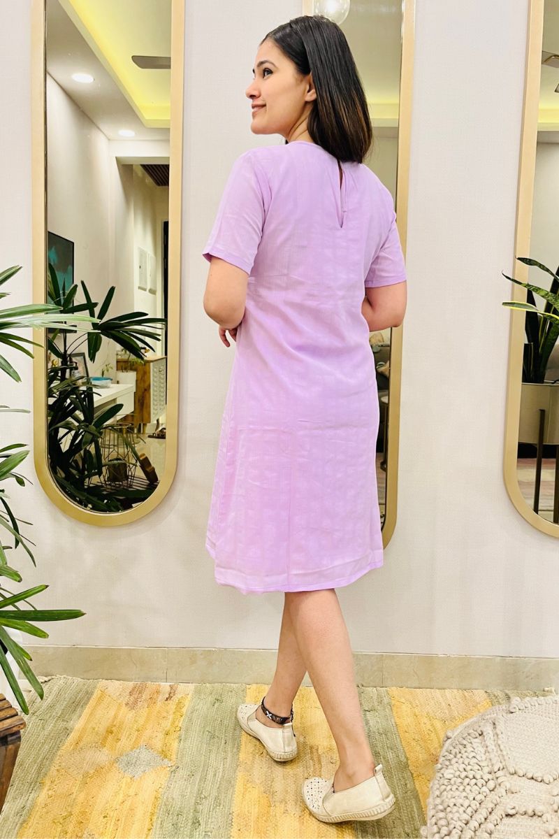 LAVENDER EMBROIDERED SHIFT DRESS